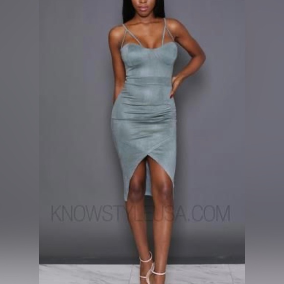 Fashion Nova Dresses & Skirts - Fashion Nova Blue-Grey Suede Corset Dress NWT